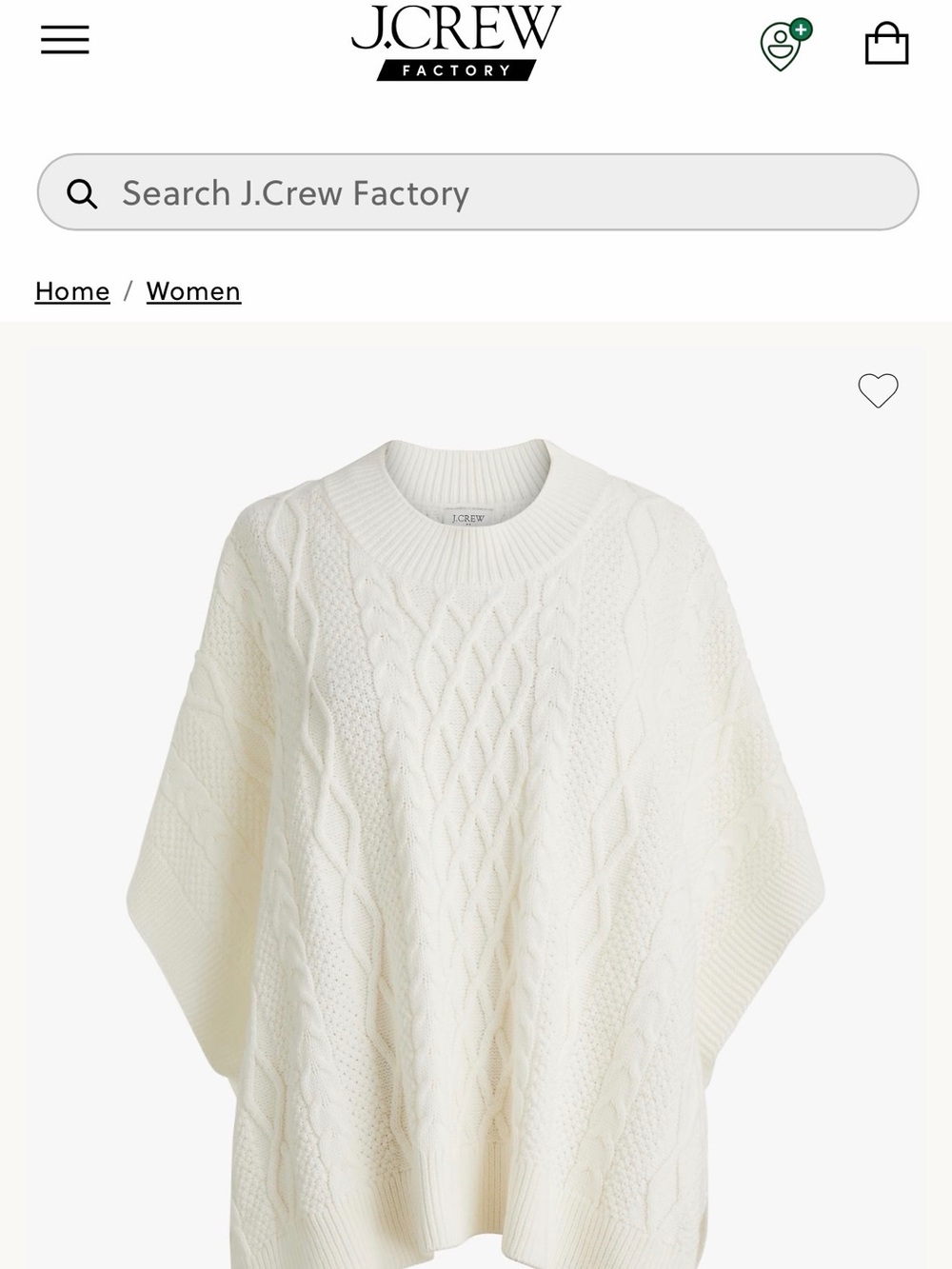 J. Crew Cream Cable-Knit Poncho Sweater